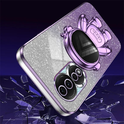 For Honor 80 5G Case Electroplating Astronaut Kickstand PC+TPU Anti-drop Phone Cover