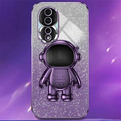 For Honor 80 5G Case Electroplating Astronaut Kickstand PC+TPU Anti-drop Phone Cover