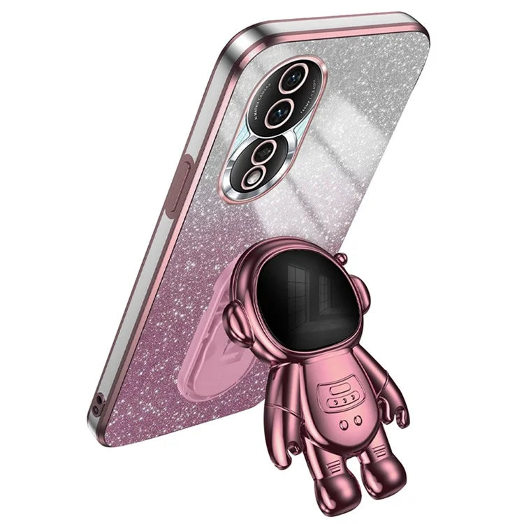 For Honor 80 5G Case Electroplating Astronaut Kickstand PC+TPU Anti-drop Phone Cover