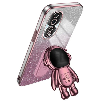 For Honor 80 5G Case Electroplating Astronaut Kickstand PC+TPU Anti-drop Phone Cover