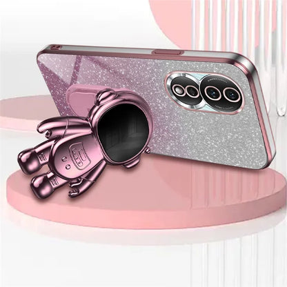 For Honor 80 5G Case Electroplating Astronaut Kickstand PC+TPU Anti-drop Phone Cover