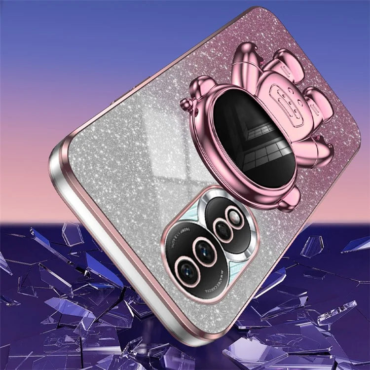 For Honor 80 5G Case Electroplating Astronaut Kickstand PC+TPU Anti-drop Phone Cover