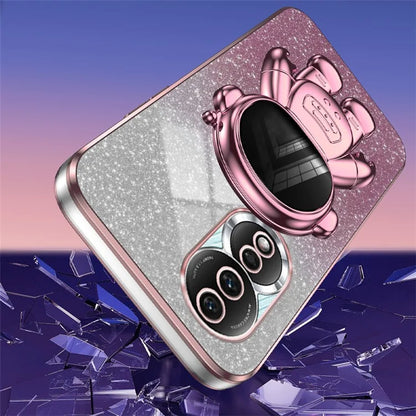 For Honor 80 5G Case Electroplating Astronaut Kickstand PC+TPU Anti-drop Phone Cover