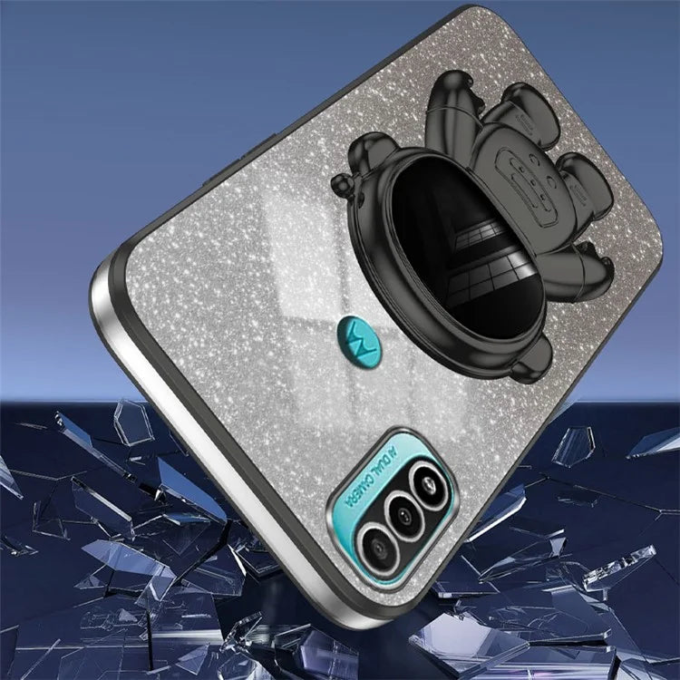 For Motorola Moto E20 Case Astronaut Kickstand PC+TPU Phone Cover