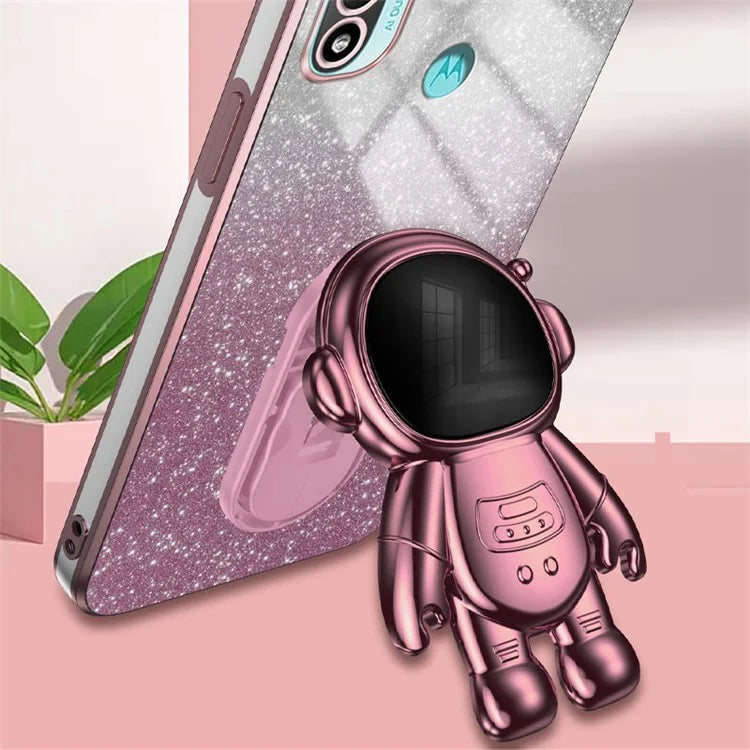 For Motorola Moto E20 Case Astronaut Kickstand PC+TPU Phone Cover