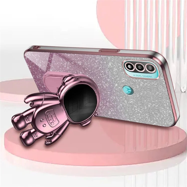 For Motorola Moto E20 Case Astronaut Kickstand PC+TPU Phone Cover