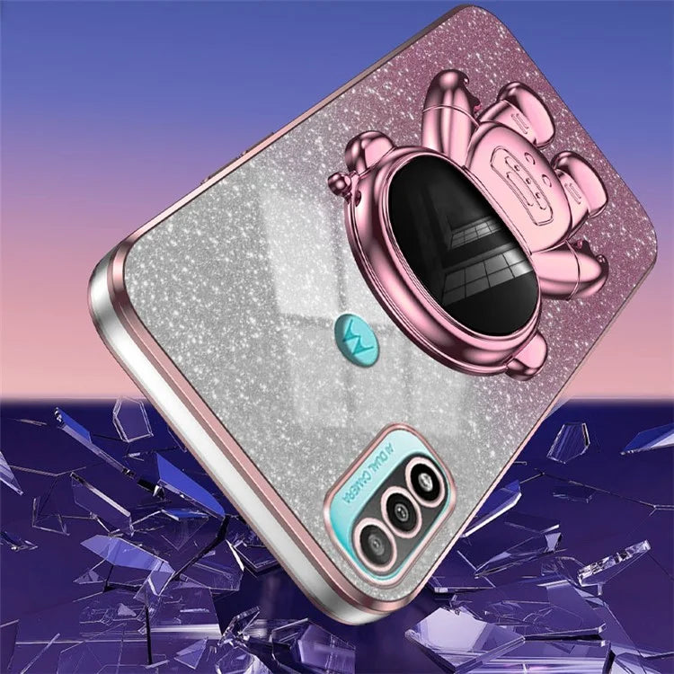 For Motorola Moto E20 Case Astronaut Kickstand PC+TPU Phone Cover