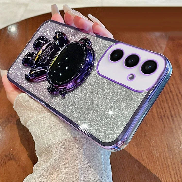 For Samsung Galaxy S24 Case Glitter Astronaut Kickstand Phone Back Cover