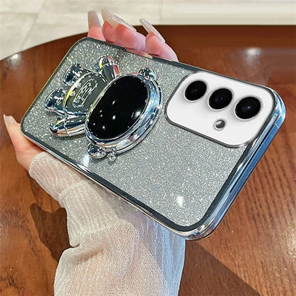 For Samsung Galaxy S24 Case Glitter Astronaut Kickstand Phone Back Cover
