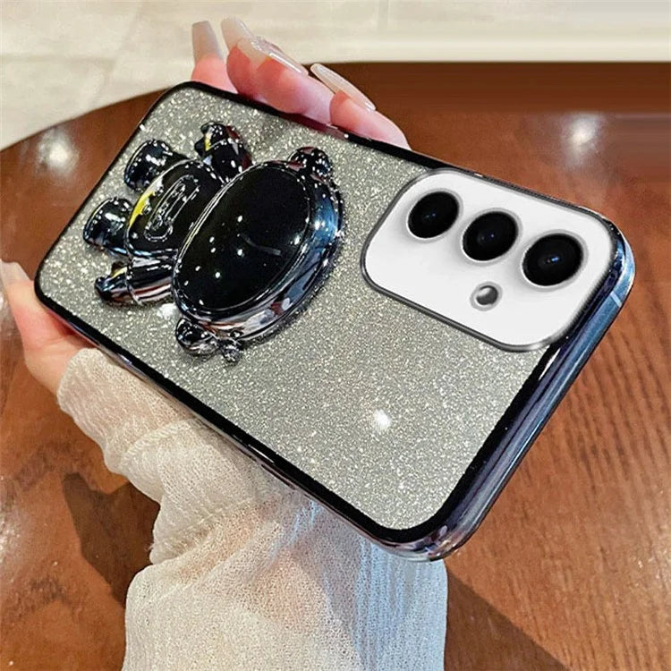 For Samsung Galaxy S24 Case Glitter Astronaut Kickstand Phone Back Cover
