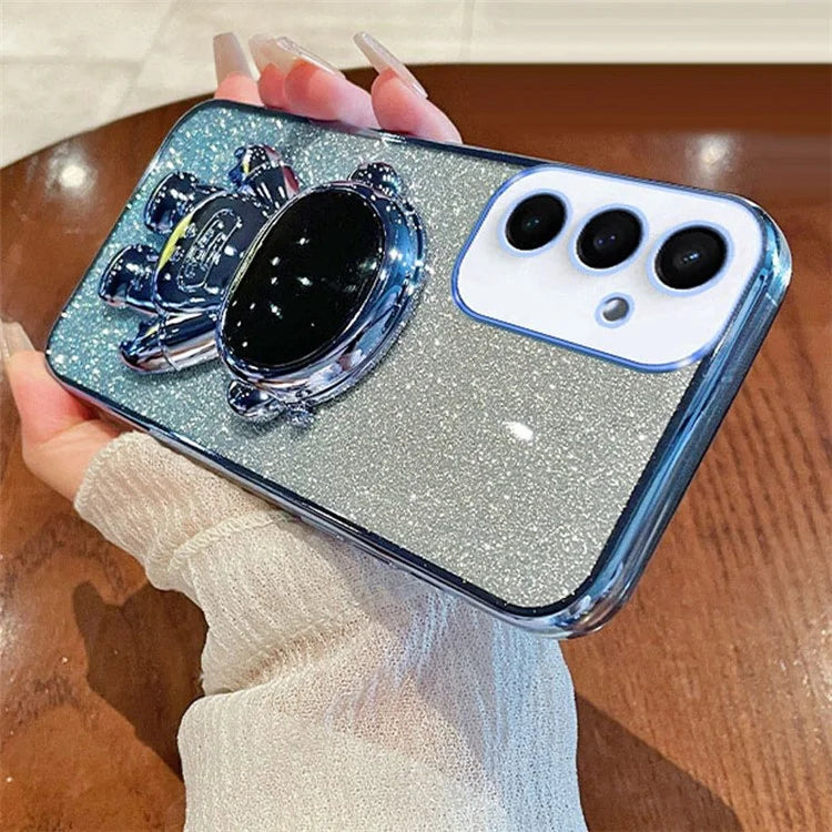 For Samsung Galaxy S24 Case Glitter Astronaut Kickstand Phone Back Cover