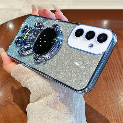 For Samsung Galaxy S24 Case Glitter Astronaut Kickstand Phone Back Cover