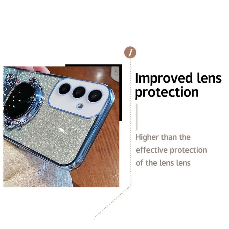 For Samsung Galaxy S24+ Case Electroplating Astronaut Kickstand Phone Shell