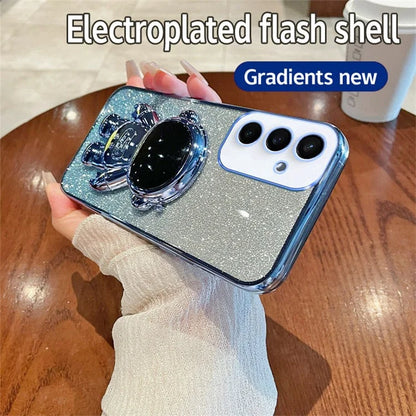 For Samsung Galaxy S24+ Case Electroplating Astronaut Kickstand Phone Shell