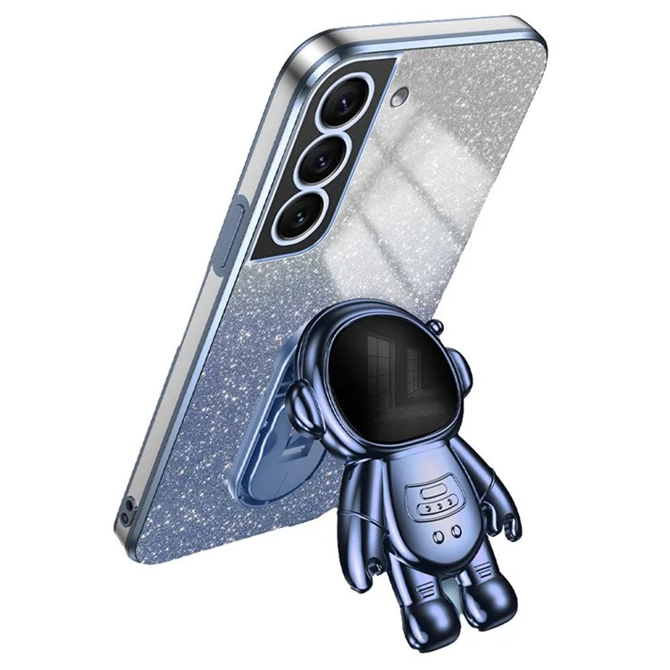 For Samsung Galaxy S22+ 5G Electroplating Case Astronaut Kickstand Phone Cover