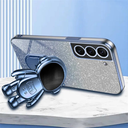 For Samsung Galaxy S22+ 5G Electroplating Case Astronaut Kickstand Phone Cover
