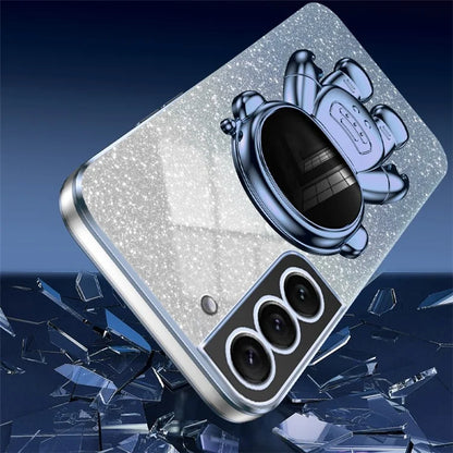 For Samsung Galaxy S22+ 5G Electroplating Case Astronaut Kickstand Phone Cover