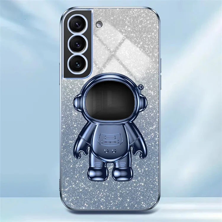 For Samsung Galaxy S22+ 5G Electroplating Case Astronaut Kickstand Phone Cover