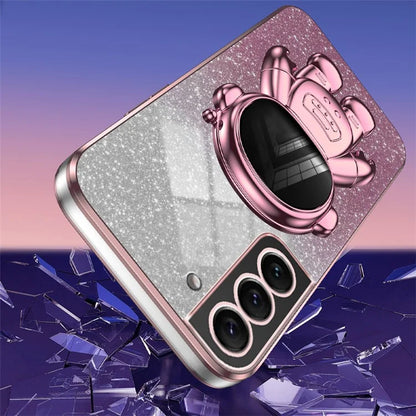 For Samsung Galaxy S22+ 5G Electroplating Case Astronaut Kickstand Phone Cover