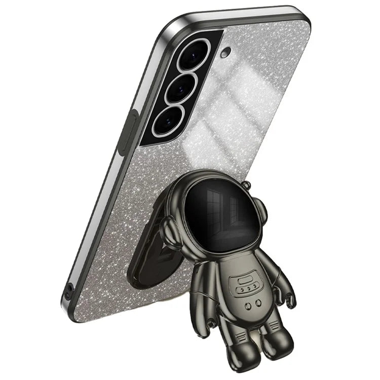 For Samsung Galaxy S22+ 5G Electroplating Case Astronaut Kickstand Phone Cover