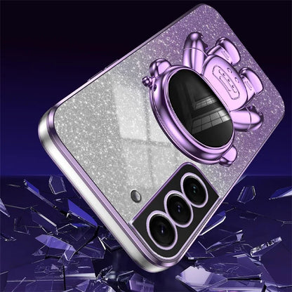 For Samsung Galaxy S22+ 5G Electroplating Case Astronaut Kickstand Phone Cover