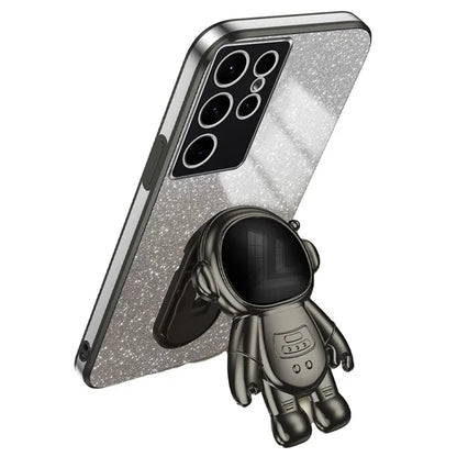 For Samsung Galaxy S22 Ultra 5G Anti-shock PC+TPU Case Astronaut Kickstand Phone Cover