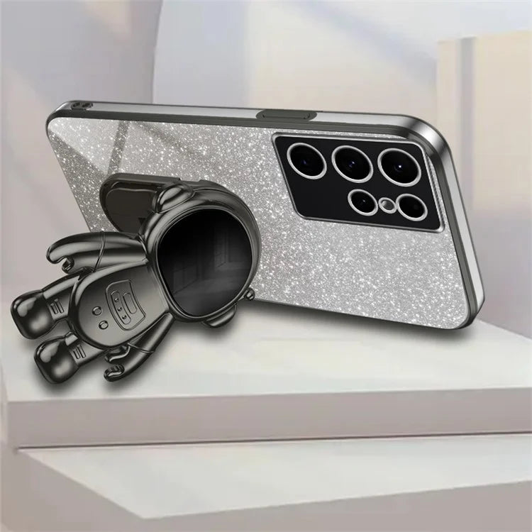 For Samsung Galaxy S22 Ultra 5G Anti-shock PC+TPU Case Astronaut Kickstand Phone Cover