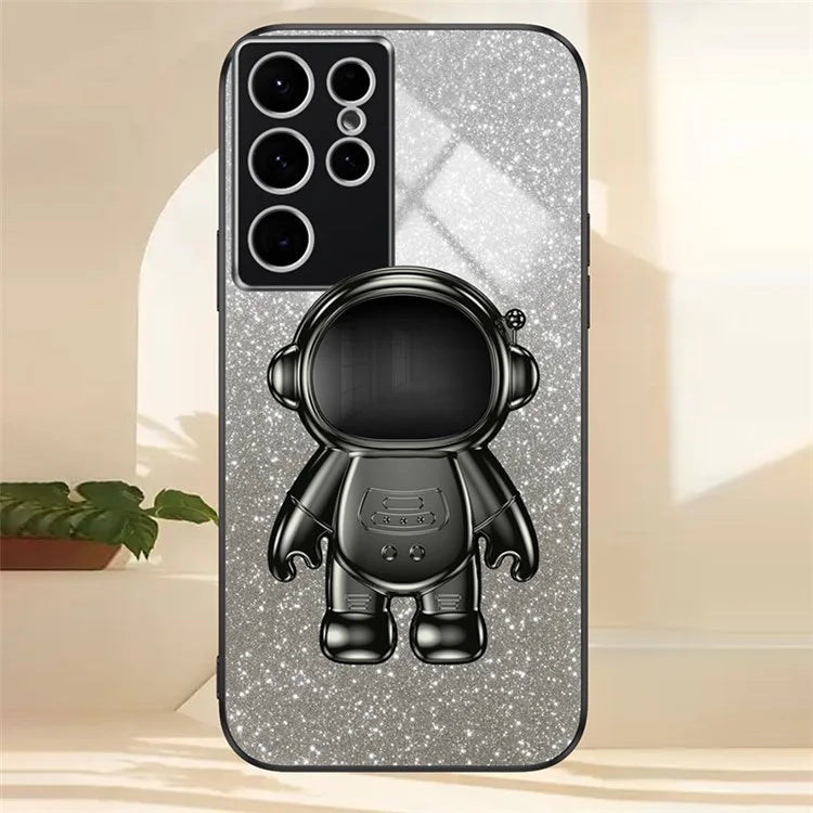 For Samsung Galaxy S22 Ultra 5G Anti-shock PC+TPU Case Astronaut Kickstand Phone Cover