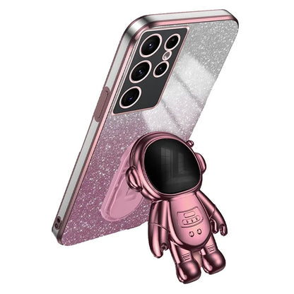 For Samsung Galaxy S22 Ultra 5G Anti-shock PC+TPU Case Astronaut Kickstand Phone Cover