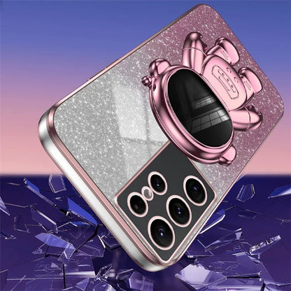For Samsung Galaxy S22 Ultra 5G Anti-shock PC+TPU Case Astronaut Kickstand Phone Cover