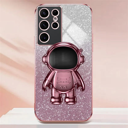 For Samsung Galaxy S22 Ultra 5G Anti-shock PC+TPU Case Astronaut Kickstand Phone Cover