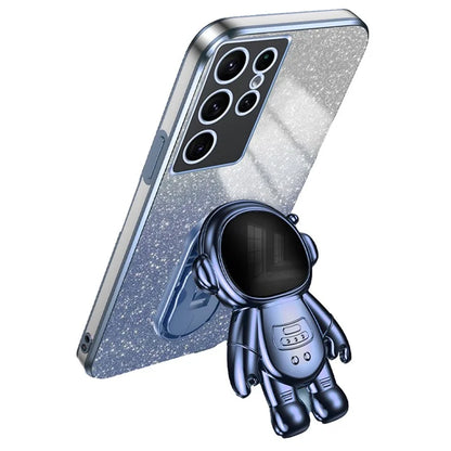 For Samsung Galaxy S22 Ultra 5G Anti-shock PC+TPU Case Astronaut Kickstand Phone Cover