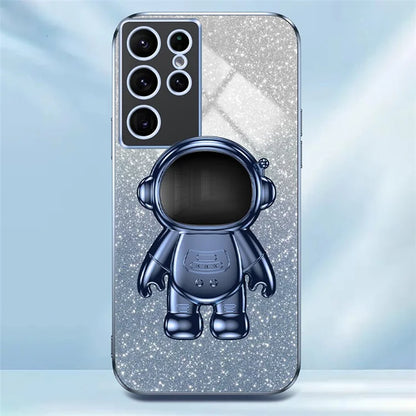 For Samsung Galaxy S22 Ultra 5G Anti-shock PC+TPU Case Astronaut Kickstand Phone Cover