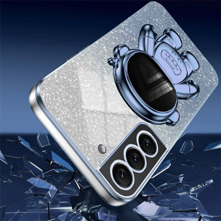 For Samsung Galaxy S22 5G PC+TPU Cell Phone Case Astronaut Kickstand Cover