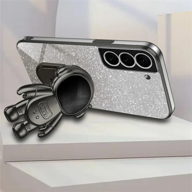For Samsung Galaxy S22 5G PC+TPU Cell Phone Case Astronaut Kickstand Cover