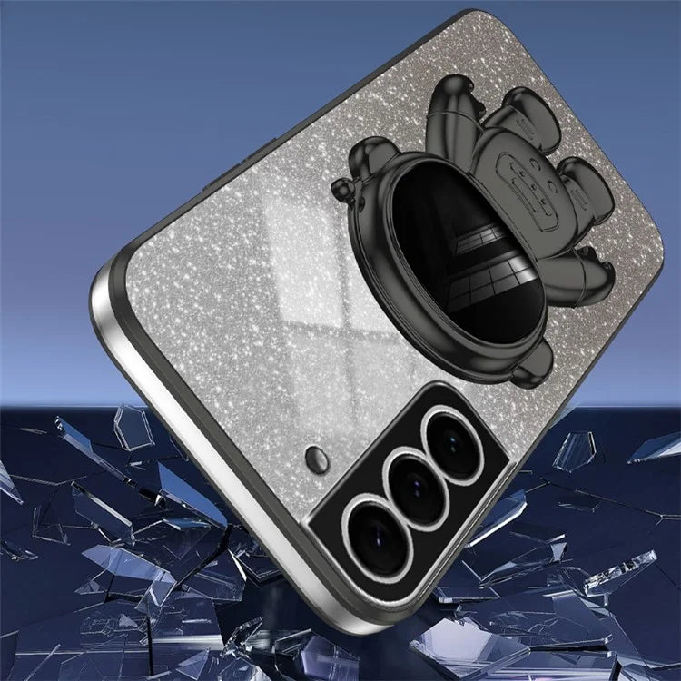 For Samsung Galaxy S22 5G PC+TPU Cell Phone Case Astronaut Kickstand Cover