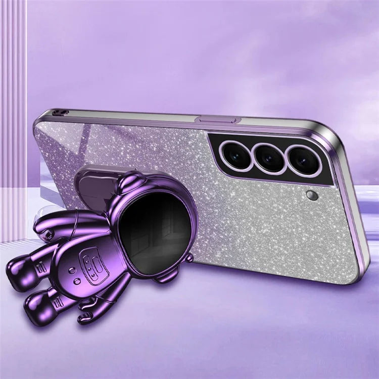 For Samsung Galaxy S22 5G PC+TPU Cell Phone Case Astronaut Kickstand Cover