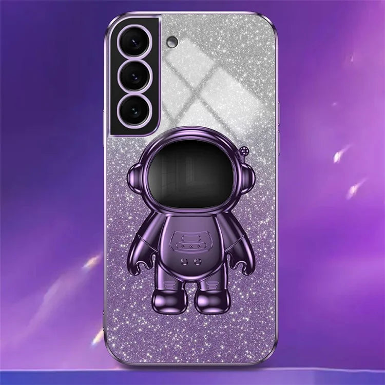 For Samsung Galaxy S22 5G PC+TPU Cell Phone Case Astronaut Kickstand Cover