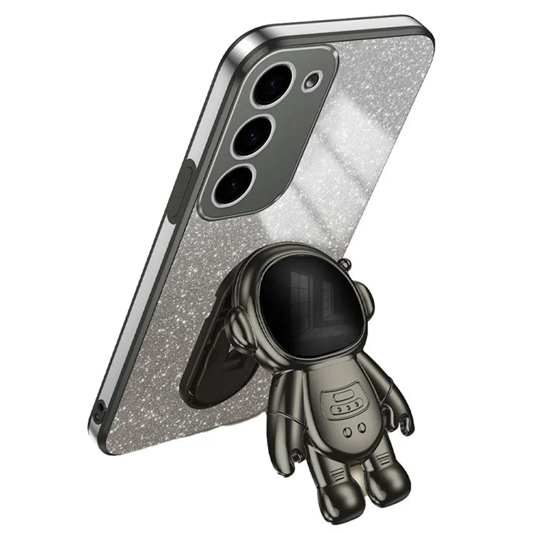 For Samsung Galaxy S23 Case PC+TPU Astronaut Kickstand Electroplating Phone Cover