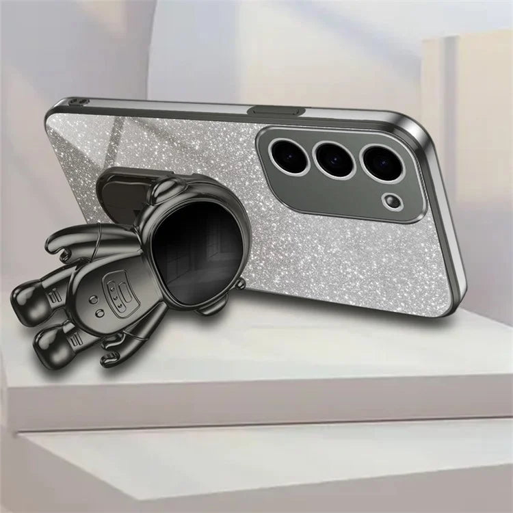 For Samsung Galaxy S23 Case PC+TPU Astronaut Kickstand Electroplating Phone Cover
