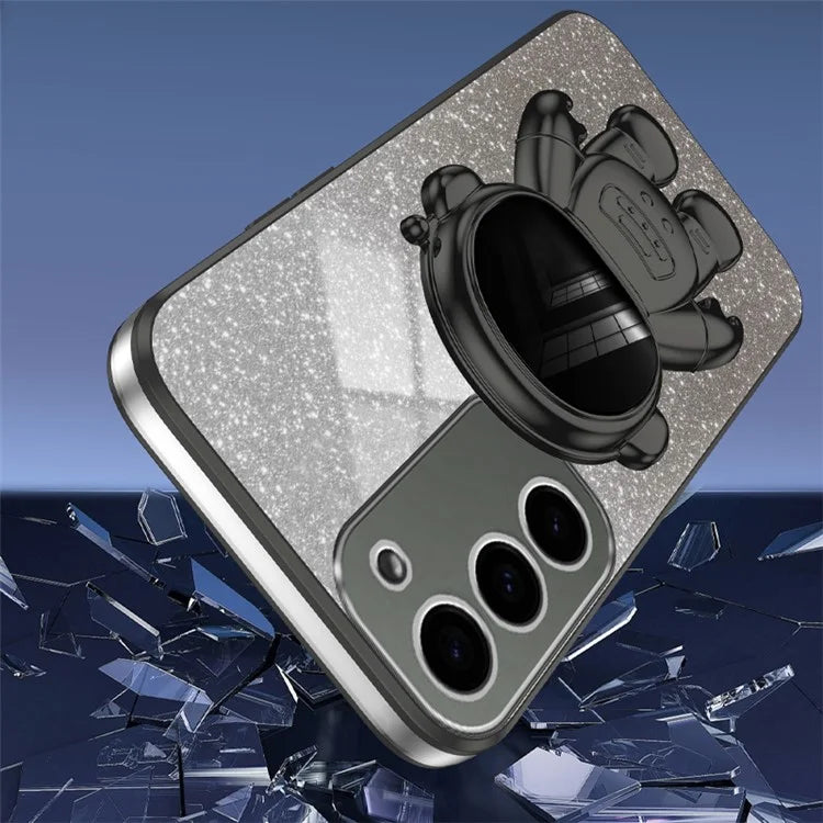 For Samsung Galaxy S23 Case PC+TPU Astronaut Kickstand Electroplating Phone Cover