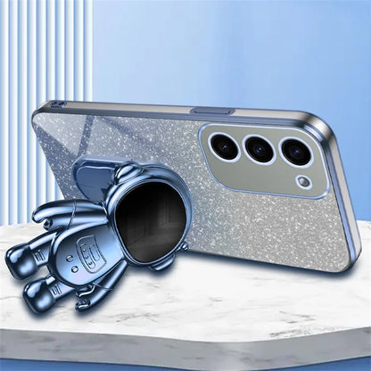 For Samsung Galaxy S23 Case PC+TPU Astronaut Kickstand Electroplating Phone Cover