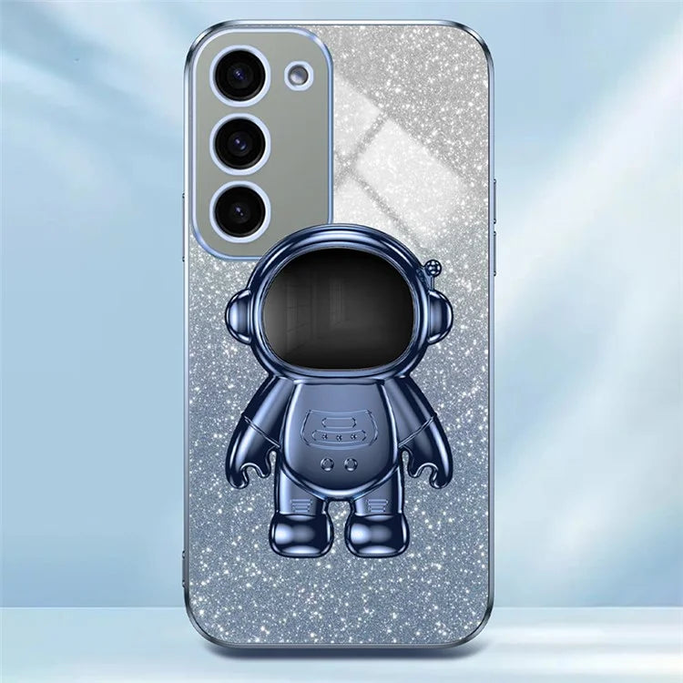 For Samsung Galaxy S23 Case PC+TPU Astronaut Kickstand Electroplating Phone Cover