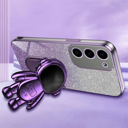 For Samsung Galaxy S23 Case PC+TPU Astronaut Kickstand Electroplating Phone Cover