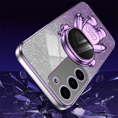For Samsung Galaxy S23 Case PC+TPU Astronaut Kickstand Electroplating Phone Cover