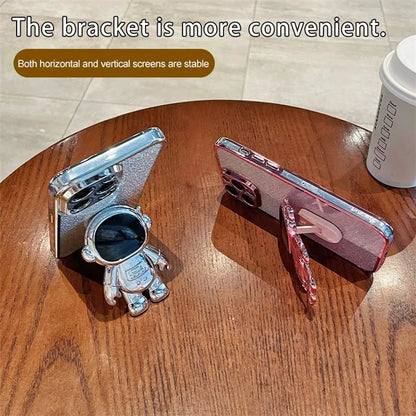 For Samsung Galaxy S23 Ultra Case Astronaut Kickstand Electroplating Glitter Cover