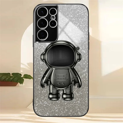 For Samsung Galaxy S21 Ultra 5G Case PC+TPU Anti-scratch Phone Cover with Astronaut Kickstand