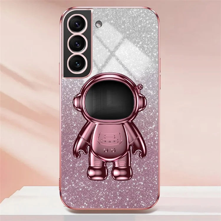 For Samsung Galaxy S21 5G / 4G Anti-Collision Case PC+TPU Phone Cover with Astronaut Kickstand