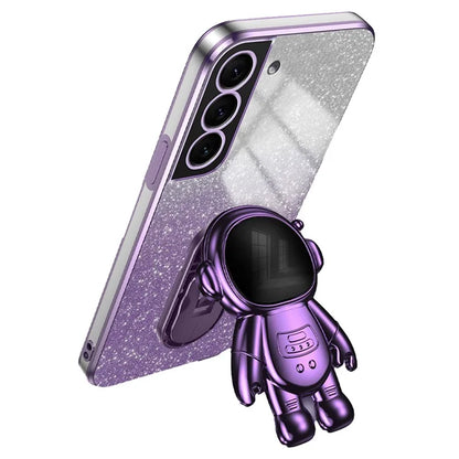 For Samsung Galaxy S21 5G / 4G Anti-Collision Case PC+TPU Phone Cover with Astronaut Kickstand