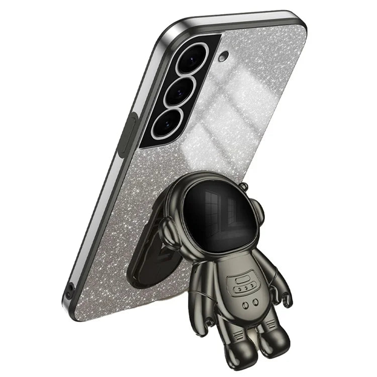 For Samsung Galaxy S21 FE 5G PC+TPU Case Anti-scratch Phone Cover with Astronaut Kickstand